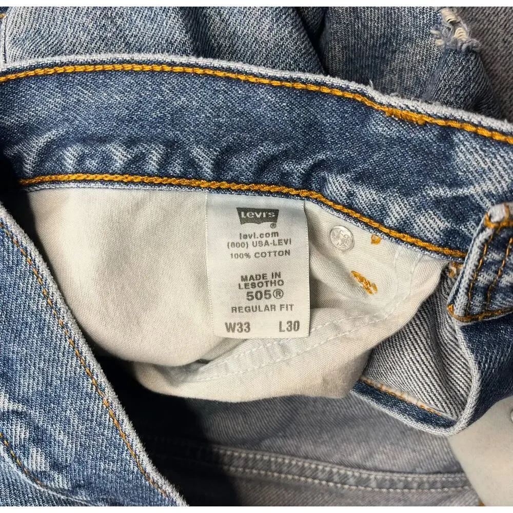 Levi’s 505 Men’s Blue Original Regular Fit Straight Leg Denim Jeans 33x30